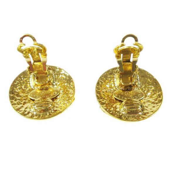 Chanel Button Earrings Clip-On Gold - Picture 2 of 4